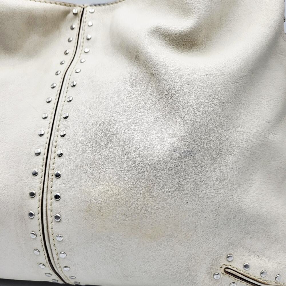 Y2K Michael by Michael Kors Cream Leather Studded Slouch Hobo Shoulder Bag - Picture 11 of 16
